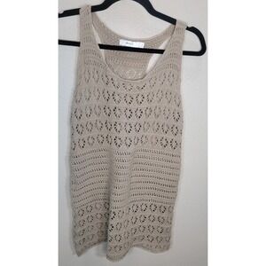 RVCA women's crochet knit tank top beige size small